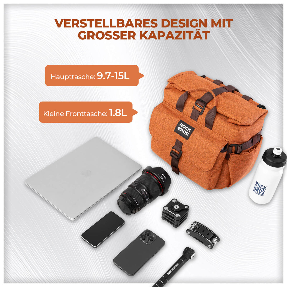 Fahrradtasche Lenkertasche für Brompton 15L+1,8L